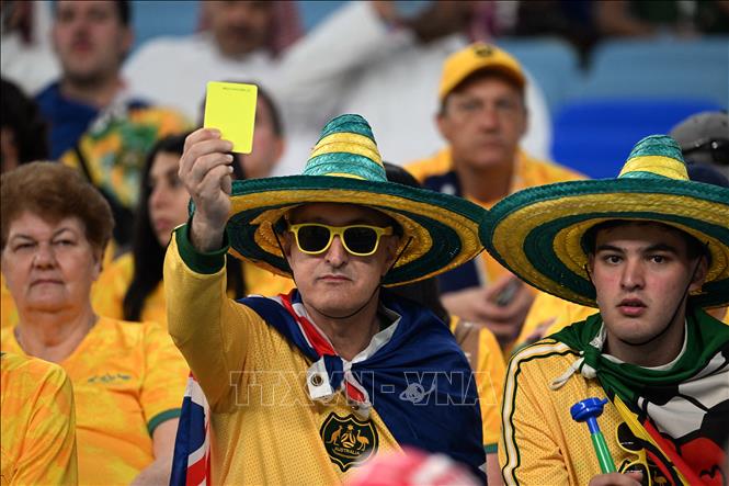 Cổ động viên Australia cổ vũ đội nhà trong trận gặp Đan Mạch. Ảnh: AFP/ TTXVN