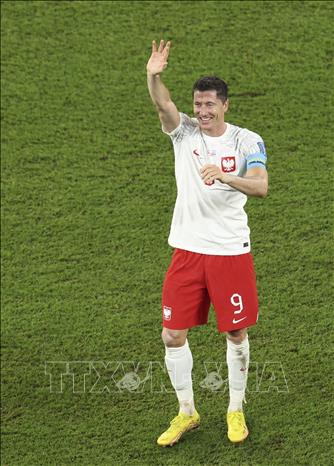 Nụ cười của tiền đạo Ba Lan Robert Lewandowski sau khi đội nhà giành vé đi tiếp vào vòng 1/8 nhờ lợi thế về chỉ số trước tuyển Mexico. Ảnh: THX/TTXVN