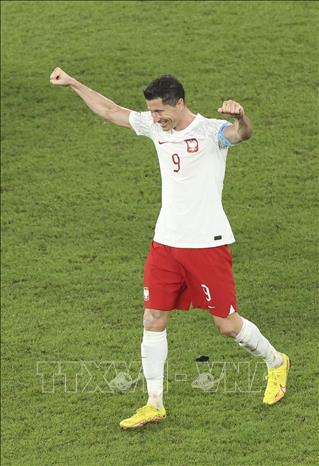 Nụ cười của tiền đạo Ba Lan Robert Lewandowski sau khi đội nhà giành vé đi tiếp vào vòng 1/8 nhờ lợi thế về chỉ số trước tuyển Mexico. Ảnh: THX/TTXVN