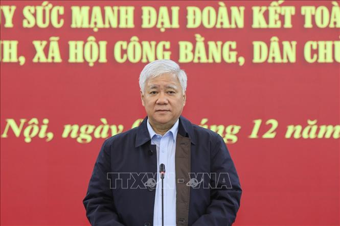 Trong ảnh: Chủ tịch Ủy ban Trung ương MTTQ Việt Nam Đỗ Văn Chiến phát biểu. Ảnh: Minh Đức – TTXVN
