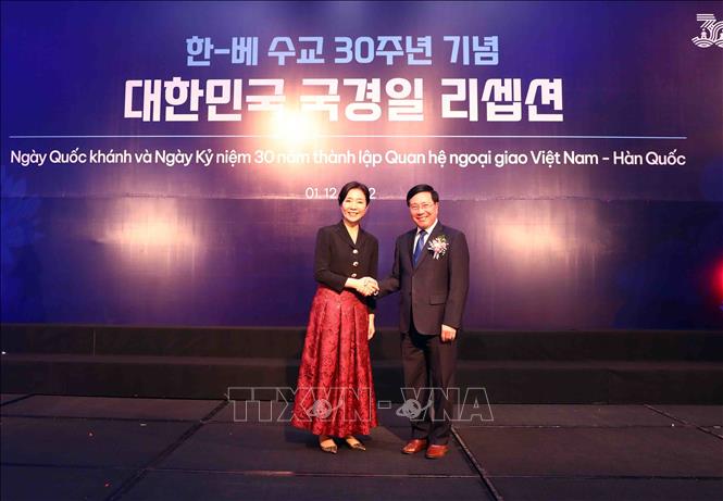 Permanent Deputy Prime Minister Pham Binh Minh and RoK Ambassador Oh Young-ju at the ceremony. VNA Photo: Phạm Kiên