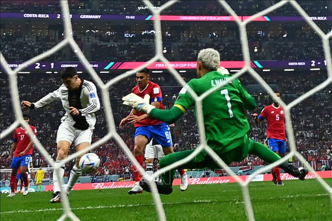 Tiền vệ Kai Havertz (trái) ghi bàn thắng thứ 2 cho đội tuyển Đức. Ảnh: AFP/TTXVN