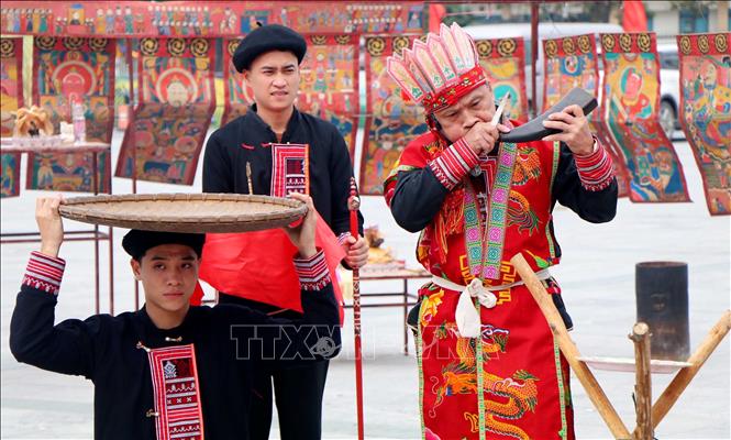 Trích đoạn Lễ hội Cầu mùa của đồng bào Dao đỏ, tỉnh Yên Bái. Ảnh: Trung Kiên - TTXVN