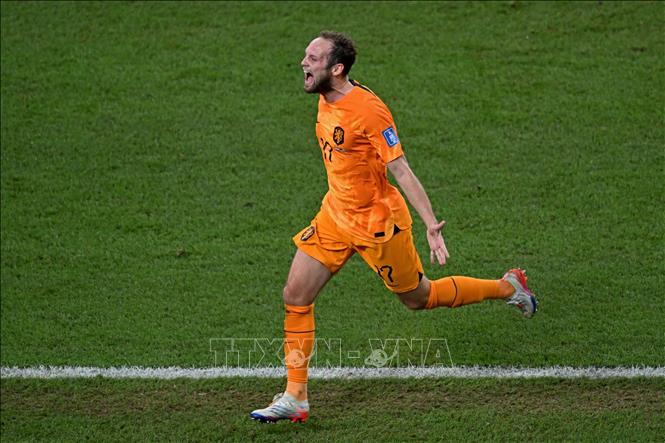 Hậu vệ Hà Lan Daley Blind ăn mừng bàn thắng vào lưới Mỹ. Ảnh: AFP/TTXVN