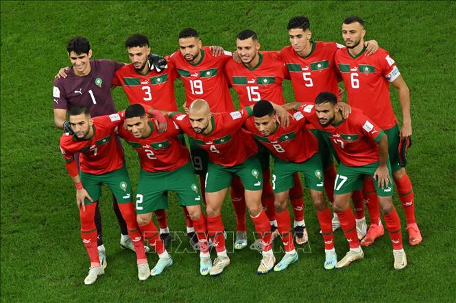 Đội hình xuất phát của đội tuyển Maroc. Ảnh: AFP/ TTXVN