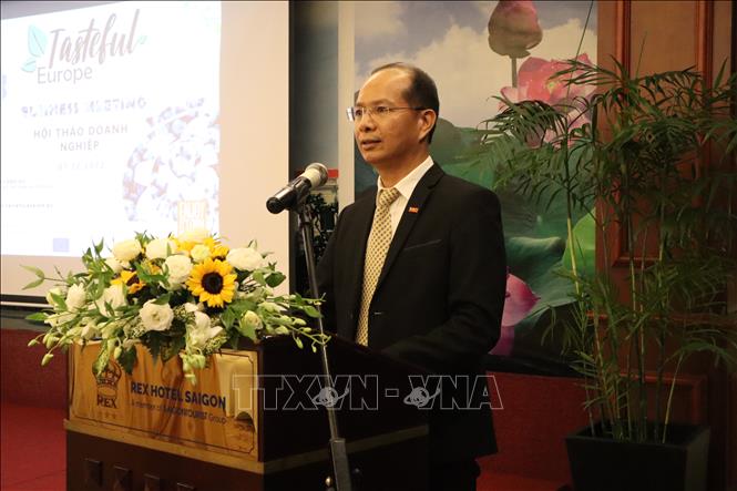Trong ảnh: Ông Nguyễn Hữu Nam, Phó giám đốc VCCI – HCM phát biểu tại giao lưu thương mại Việt Nam – Ba Lan. Ảnh: Xuân Anh -TTXVN 