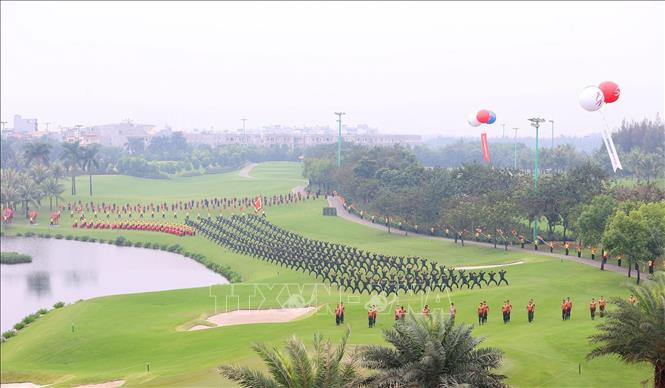 Trình diễn võ thuật tại Triển lãm Quân sự quốc tế Việt Nam 2022. Ảnh: Dương Giang - TTXVN
