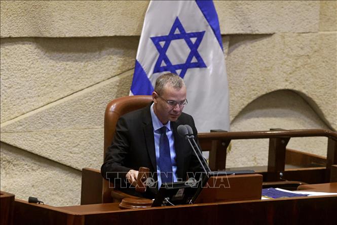 Trong ảnh (tư liệu): Ông Yariv Levin, lúc là Chủ tịch Quốc hội Israel, chủ trì phiên bỏ phiếu tín nhiệm Chính phủ của cơ quan lập pháp nước này, ngày 7/6/2021. Ảnh: AFP/TTXVN 