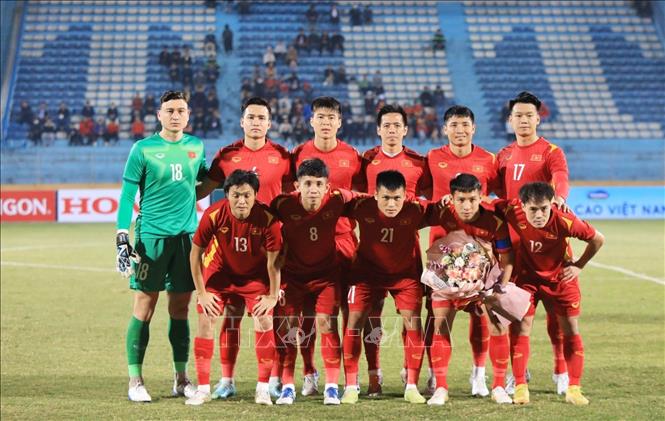 Trong ảnh: Đội hình xuất phát của đội tuyển Việt Nam. Ảnh: Tuấn Anh - TTXVN