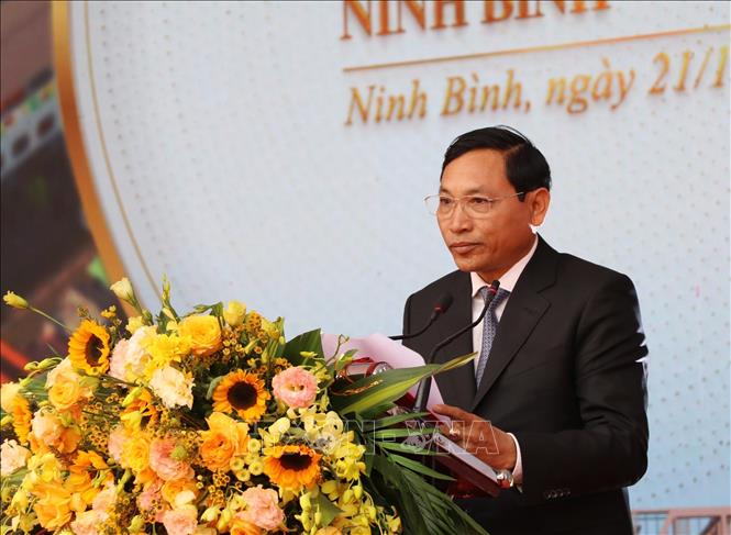 Trong ảnh: Ông Phạm Công Chất, Giám đốc Công ty Cổ phần Phát triển thương mại và dịch vụ Trường Sinh phát biểu tại lễ khánh thành. Ảnh: Đức Phương - TTXVN
