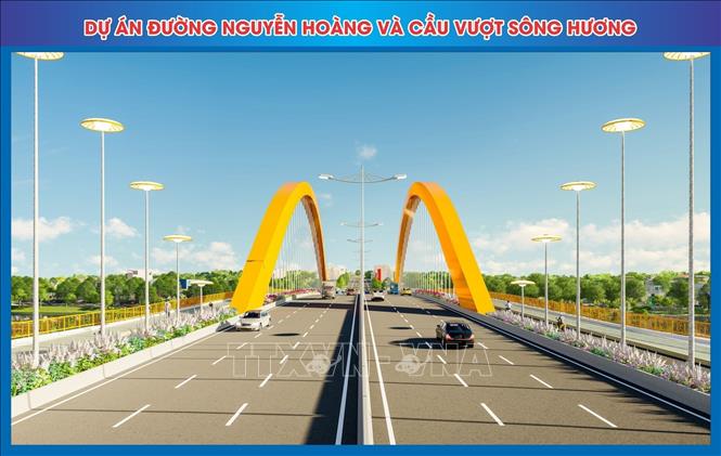 Trong ảnh: Phối cảnh cầu vượt sông Hương khi hoàn thành. Ảnh: TTXVN phát