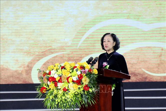 Trưởng Ban Tổ chức Trung ương Trương Thị Mai phát biểu tại buổi lễ. Ảnh: Quân Trang - TTXVN