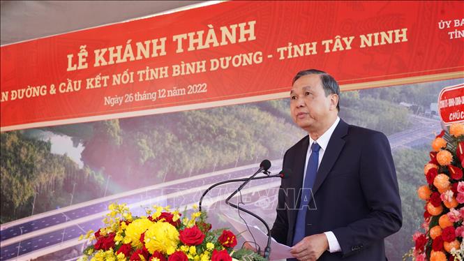 Lãnh đạo tỉnh Tây Ninh phát biểu tại buổi lễ khánh thành. Ảnh: Thanh Tân - Huyền Trang - TTXVN