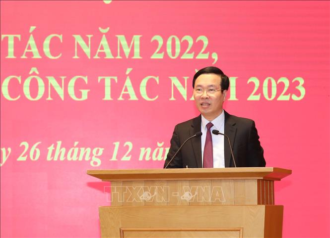 Đồng chí Võ Văn Thưởng, Uỷ viên Bộ Chính trị, Thường trực Ban Bí thư phát biểu chỉ đạo Hội nghị. Ảnh: Phương Hoa - TTXVN 

