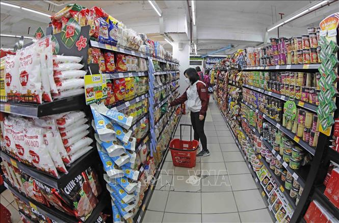 Trong ảnh: Đa dạng các loại hàng hóa được bày bán tại siêu thị Winmart Võ Thị Sáu, Hà Nội. Ảnh: Trần Việt - TTXVN