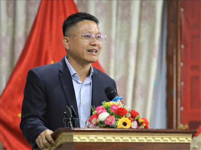Trong ảnh: Ông Cao Mạnh Đức, Tổng Giám đốc Công ty Metfone, phát biểu tại chương trình. Ảnh: Huỳnh Thảo - P/v TTXVN tại Campuchia.