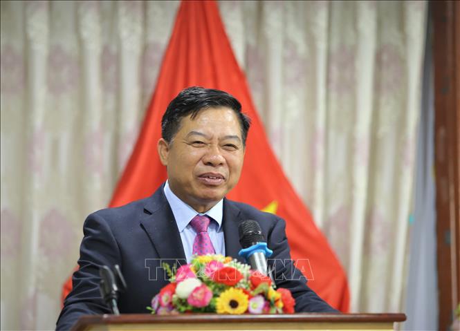 Trong ảnh: Ông Nguyễn Huy Tăng, Đại sứ Việt Nam tại Vương quốc Campuchia, phát biểu tại chương trình. Ảnh: Huỳnh Thảo - P/v TTXVN tại Campuchia.