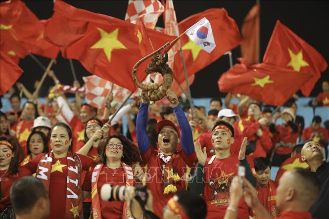 Vietnamese supporters during the match. VNA Photo
