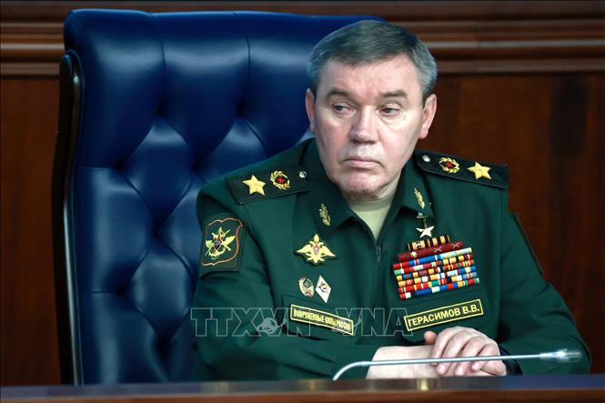 Tướng Valery Gerasimov, Tổng Tham mưu trưởng Quân đội Nga, tại cuộc họp của Ban Lãnh đạo Bộ Quốc phòng ở Moscow ngày 21/12/2022. Ảnh: AFP/TTXVN