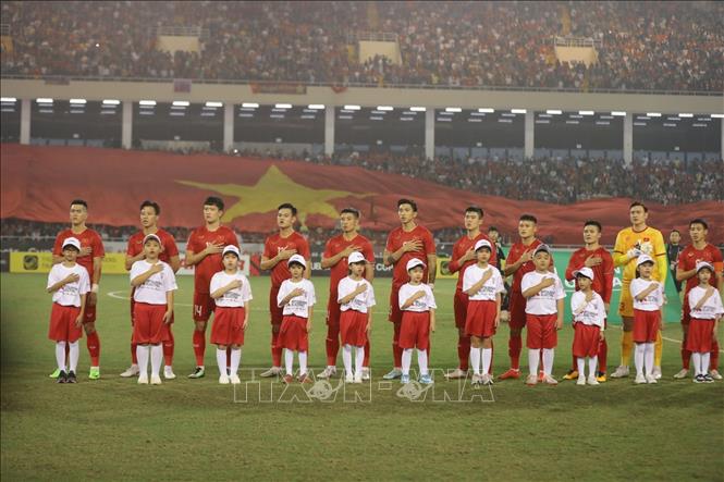 Đội hình xuất phát của đội tuyển Việt Nam. Ảnh: Minh Quyết - TTXVN