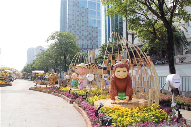 Trong ảnh: Khu vực hội tụ linh vật 20 năm Đường hoa Nguyễn Huệ. Ảnh: Mỹ Phương - TTXVN