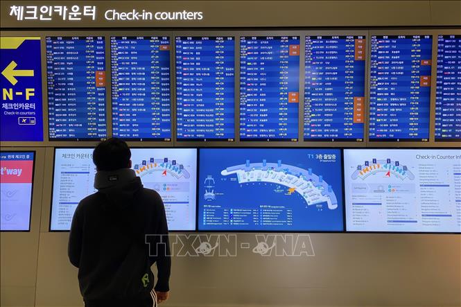 Trong ảnh: Hầu hết các chuyến bay quốc tế từ Sân bay Incheon đã khôi phục hoạt động bình thường. Ảnh: Anh Nguyên, PV TTXVN tại Hàn Quốc. 