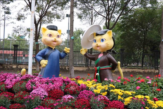 Mèo liền anh, liền chị Quan họ là một trong những điểm nhấn của Đường hoa. Ảnh: Thanh Thương- TTXVN