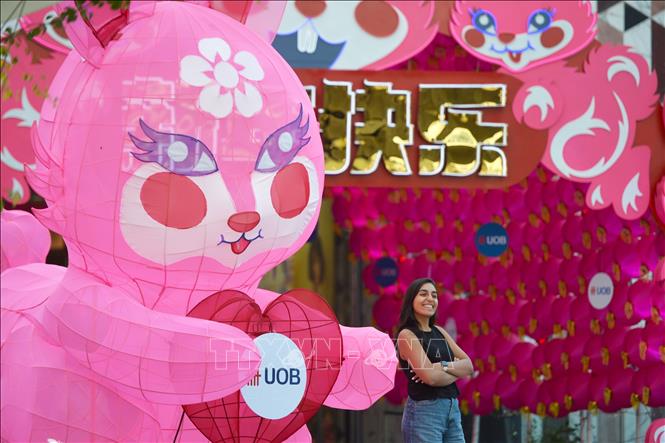 Trang hoàng đón Năm mới Quý Mão 2023 tại Bangkok, Thái Lan ngày 18/1/2023. Ảnh: THX/TTXVN