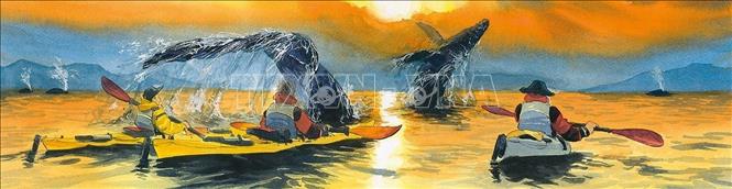 Một số tranh minh họa trong tác phẩm đầu tay của họa sĩ Mai Bách. Ảnh: Thu Hà  - P/v TTXVN tại Pháp