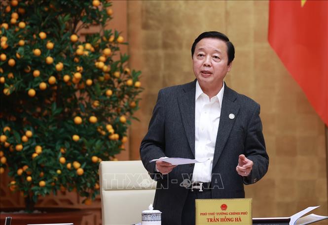Phó Thủ tướng Trần Hồng Hà phát biểu tại phiên họp Thường trực Chính phủ để đánh giá tình hình Tết Nguyên đán Quý Mão và triển khai các nhiệm vụ trọng tâm sau Tết. Ảnh: Dương Giang-TTXVN
