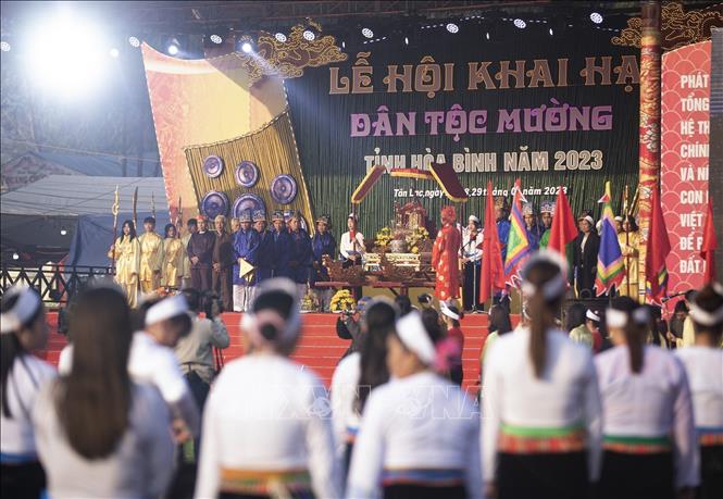 Trong ảnh: Lễ hội Khai hạ dân tộc Mường Hòa Bình năm 2023. Ảnh: Trọng Đạt - TTXVN