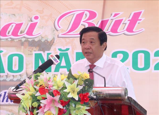 Trong ảnh: Bí thư Tỉnh ủy Vĩnh Long Bùi Văn Nghiêm phát biểu tại buổi lễ. Ảnh: Lê Thúy Hằng – TTXVN