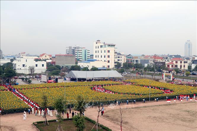 Trong ảnh: Vườn hoa hướng dương rực rỡ khoe sắc giữa lòng thành phố Hải Dương. Ảnh: Mạnh Tú - TTXVN