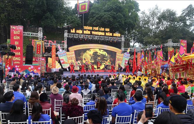 Trong ảnh: Quang cảnh lễ khai mạc hội Đền Thượng 2023. Ảnh: Quốc Khánh - TTXVN