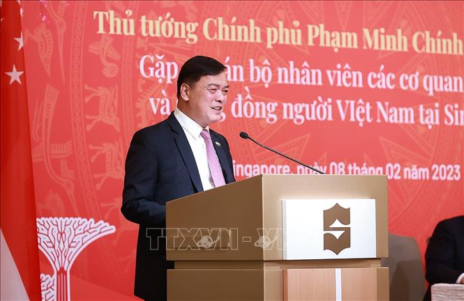 Đại sứ Việt Nam tại Singapore Mai Phước Dũng phát biểu. Ảnh: Dương Giang-TTXVN
