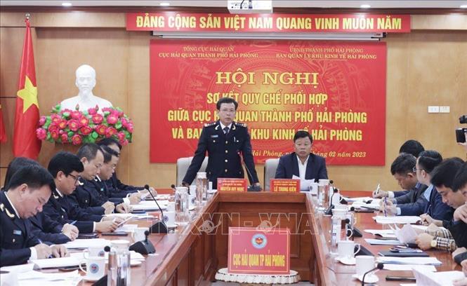 Ông Nguyễn Duy Ngọc, Cục trưởng Cục Hải quan thành phố Hải Phòng phát biểu tại Hội nghị. Ảnh: Minh Huệ - TTXVN