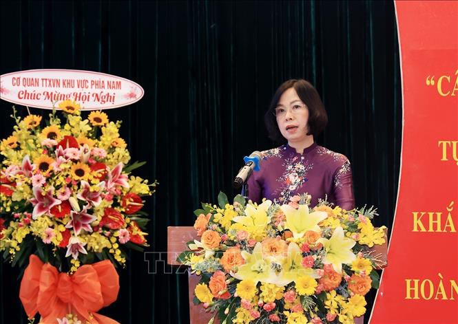 Trong ảnh: Tổng Giám đốc Thông tấn xã Việt Nam Vũ Việt Trang phát biểu chỉ đạo Hội nghị. Ảnh: Hồng Đạt - TTXVN
