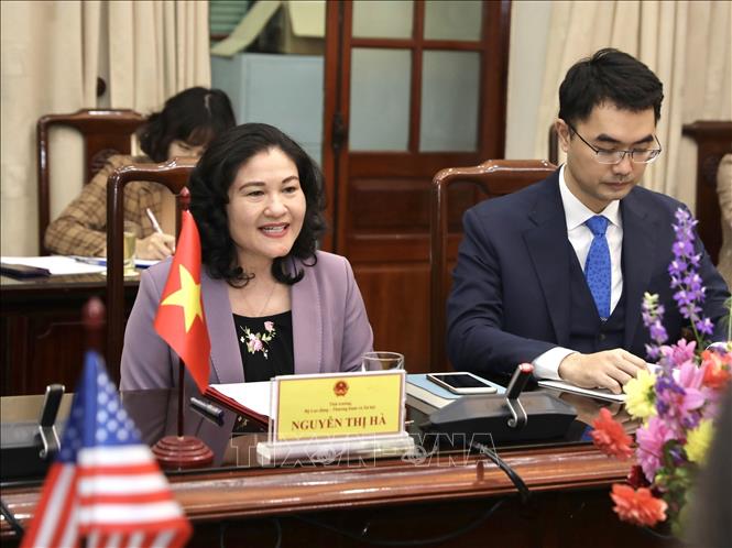 Thứ trưởng Bộ Lao động-Thương binh và Xã hội Nguyễn Thị Hà phát biểu. Ảnh: Hoàng Hiếu - TTXVN