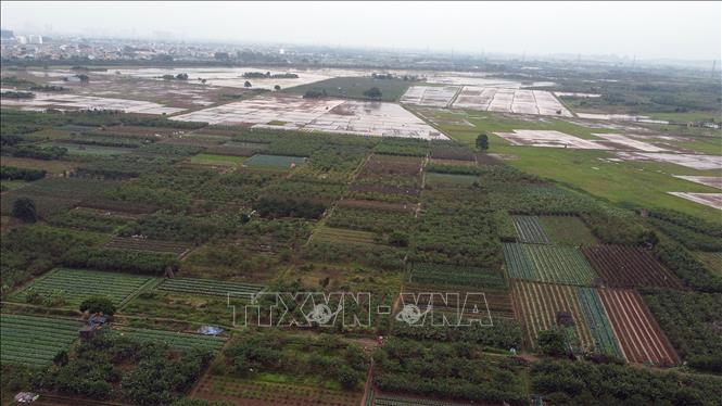 Khu vực đường vành đai 4 qua xã An Thượng, huyện Hoài Đức. Ảnh: Huy Hùng - TTXVN