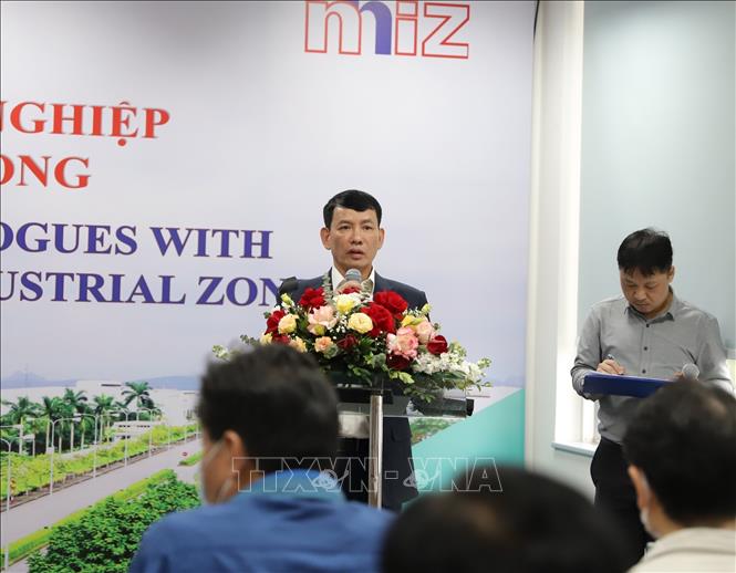 Trong ảnh: Chủ tịch Hội đồng thành viên Công ty phát triển Khu công nghiệp Nhật Bản - Hải Phòng Trịnh Văn Tuấn phát biểu tại buổi gặp mặt. Ảnh: Minh Huệ - TTXVN