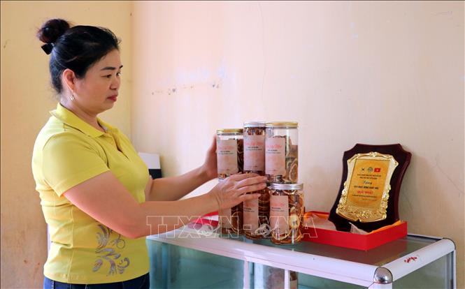 Trong ảnh: Sản phẩm cam sấy khô của Hợp tác xã Nông nghiệp xanh Yên Lâm đang dần khẳng định được thương hiệu trên thị trường, giúp đầu ra ổn định cho người trồng cam. Ảnh: Vũ Quang – TTXVN