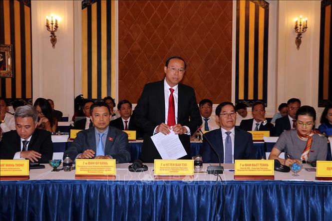 Chairman of the Ba Ria - Vung Tau People’s Committee Nguyen Van Tho says the province is currently home to five investment projects worth 17.8 million USD from Russia. VNA Photo: Đoàn Mạnh Dương
