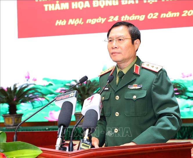 Sen. Lieut. Gen. Nguyen Tan Cuong, Chief of the General Staff of the VPA and Deputy Minister of National Defence speaks at the ceremony. VNA Photo: Trọng Đức