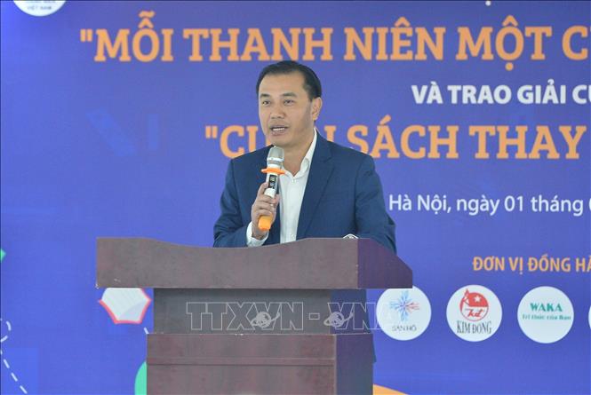 Trong ảnh: Phó Chủ tịch Thường trực Trung ương Hội Liên hiệp Thanh niên Việt Nam Nguyễn Hải Minh phát biểu tại buổi lễ. Ảnh: Minh Đức – TTXVN