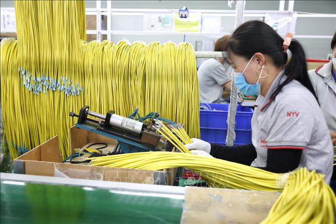 Production at the Taiwanese-invested Nienyi Vietnam Industrial Co. Ltd in Van Trung IP, Bac Giang province. VNA Photo: Danh Lam