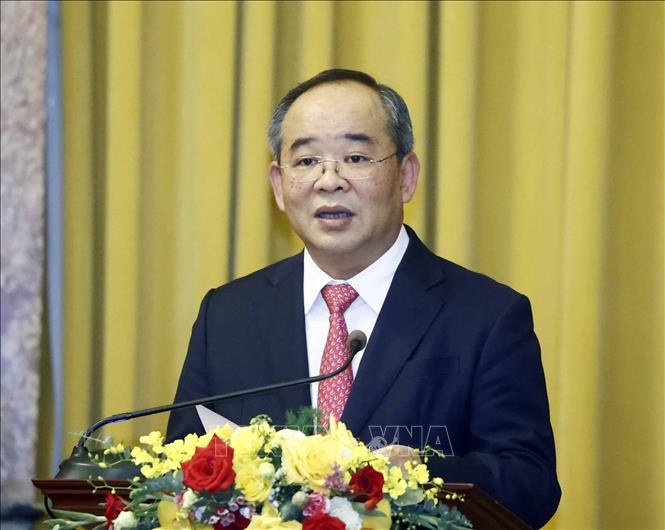 Chủ nhiệm văn phòng Chủ tịch nước Lê Khánh Hải phát biểu. Ảnh: TTXVN
