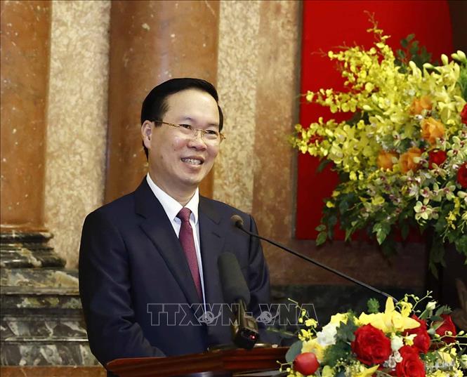 Chủ tịch nước Võ Văn Thưởng phát biểu. Ảnh: Thống Nhất - TTXVN
