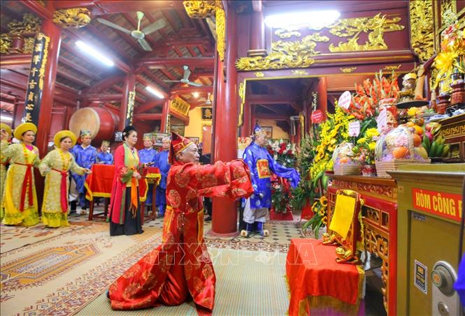 Lễ Tế Hội đồng tại đình làng Quan Nhân. Ảnh: Tuấn Đức - TTXVN