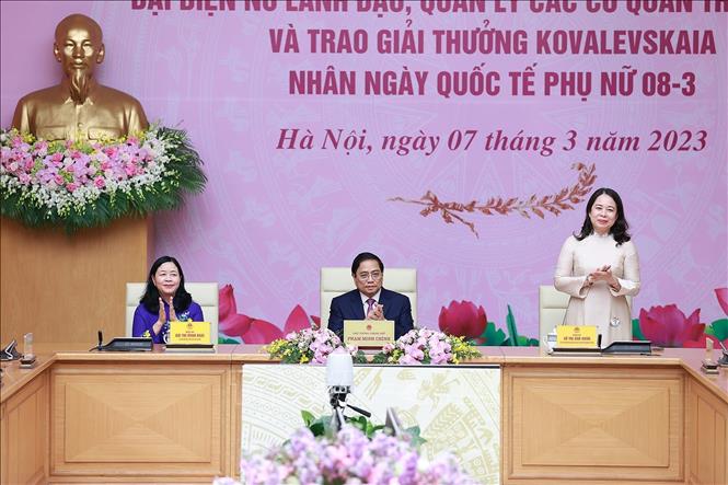 Phó Chủ tịch nước Võ Thị Ánh Xuân tham dự buổi gặp mặt. Ảnh: Dương Giang-TTXVN