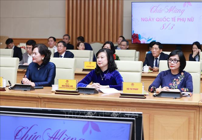 Đại diện nữ lãnh đạo, quản lý các cơ quan Trung ương tham dự buổi gặp. Ảnh: Dương Giang-TTXVN
